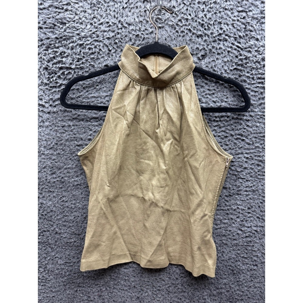 Novespazio Noburo Yamafuji Faux Leather Pleated Halter Neck Top Womens Size 38